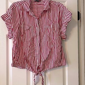 Velvet and heart striped blouse